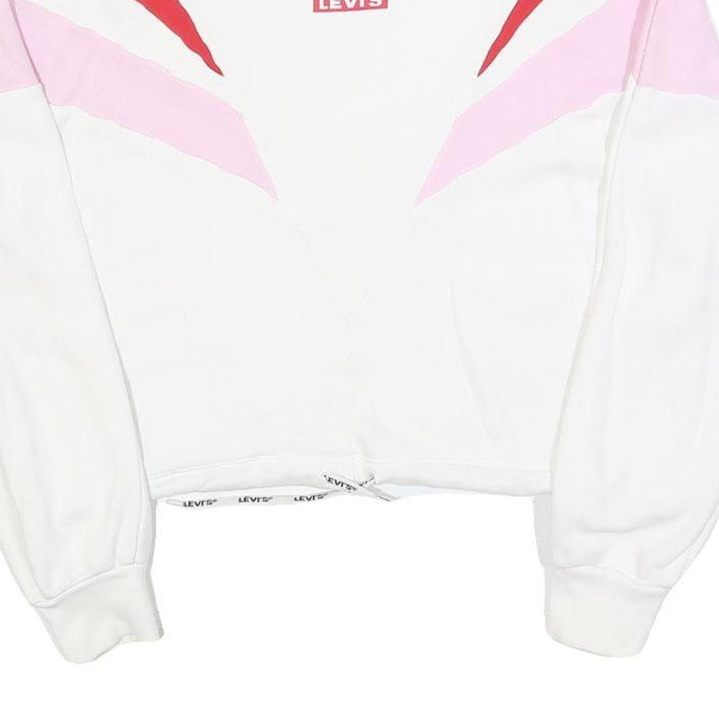 LEVI'S Womens White & Red & Pink Sweatshirt Crew Neck XS Cotton Blend Casual