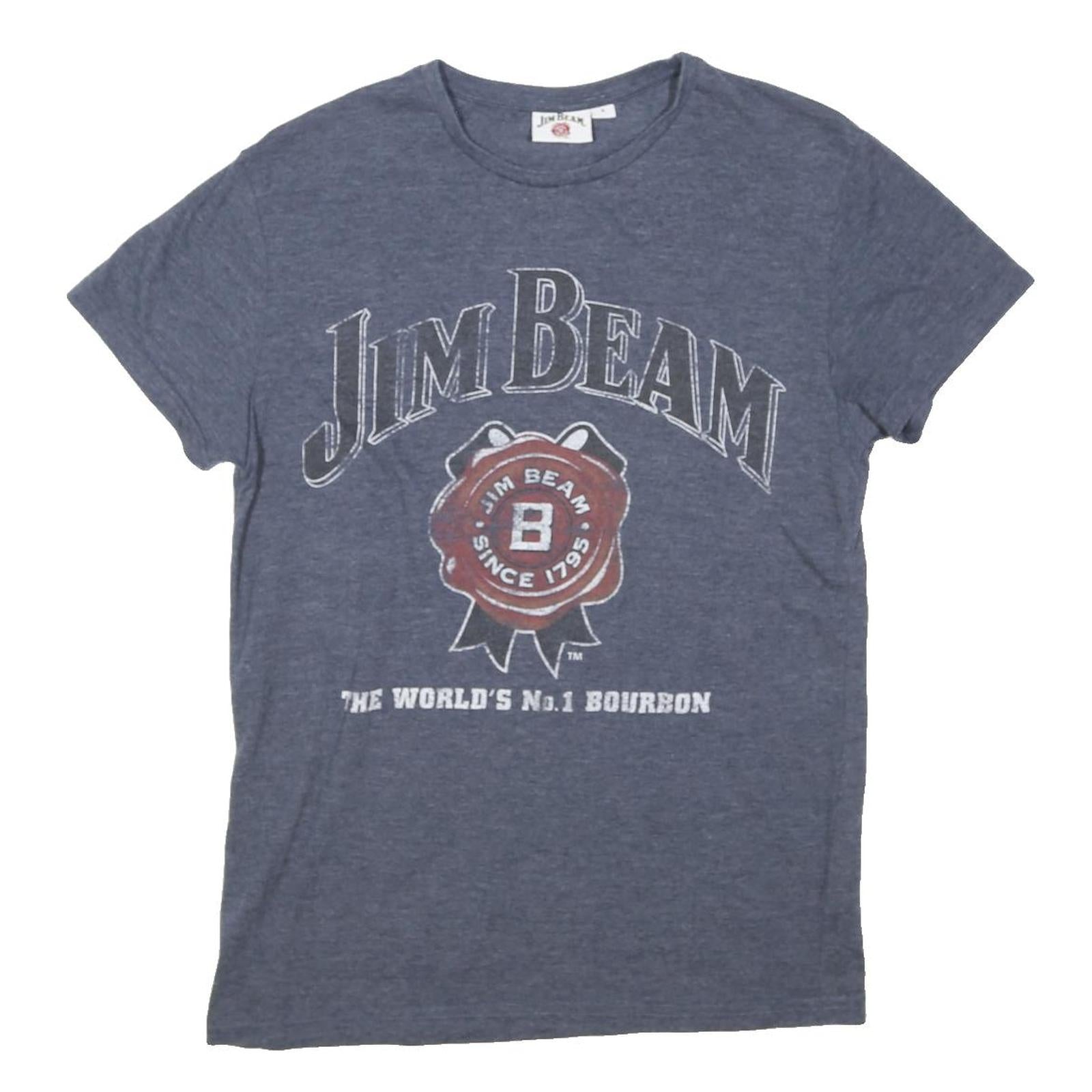 JIM BEAM Mens Blue Graphic T-Shirt S Short Sleeve Crew Neck Cotton Blend