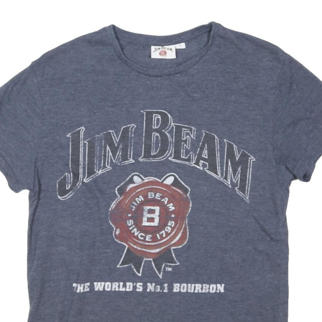 JIM BEAM Mens Blue Graphic T-Shirt S Short Sleeve Crew Neck Cotton Blend