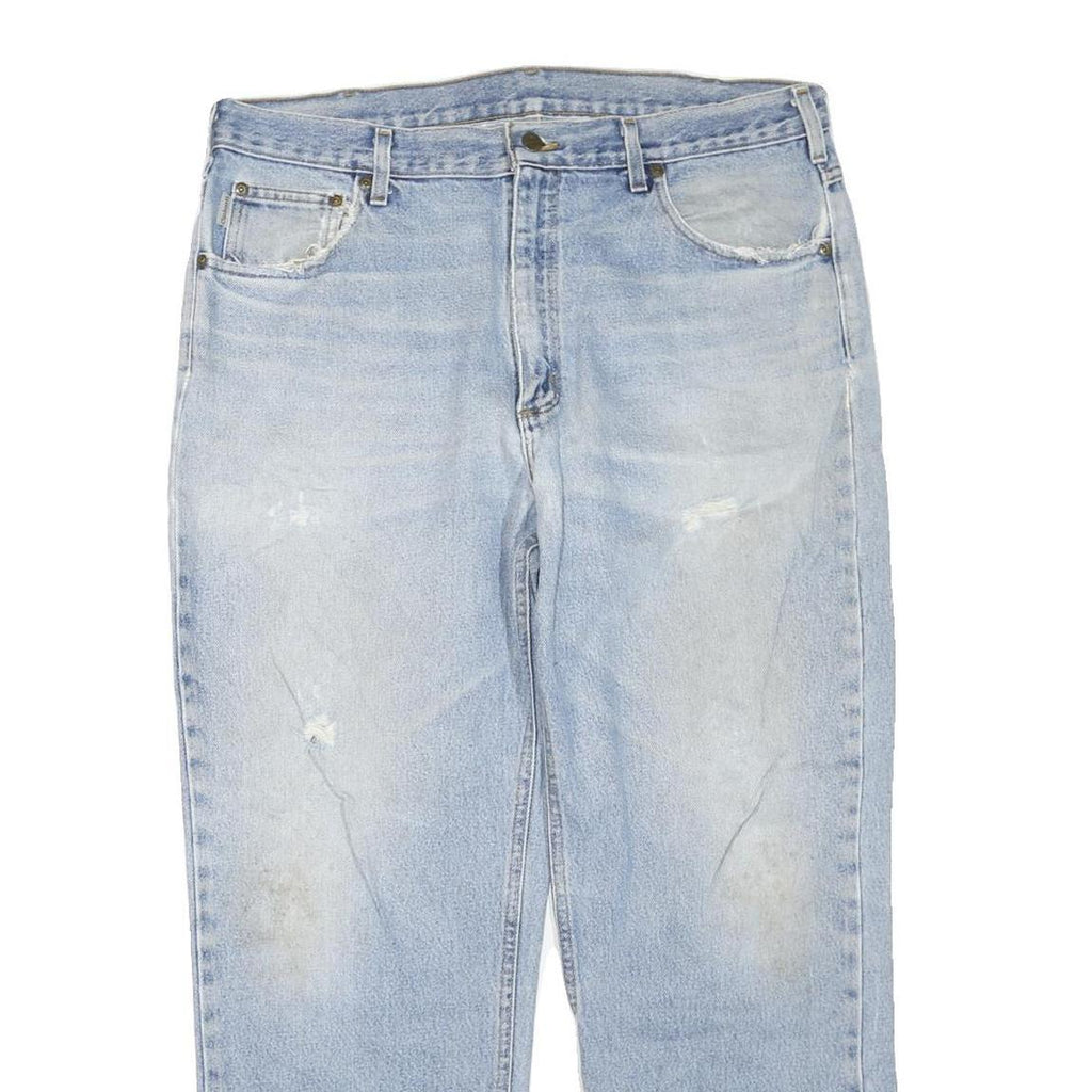 CARHARTT Mens Regular Fit Blue Denim Jeans W38 L29 Relaxed Cotton Blend Zip