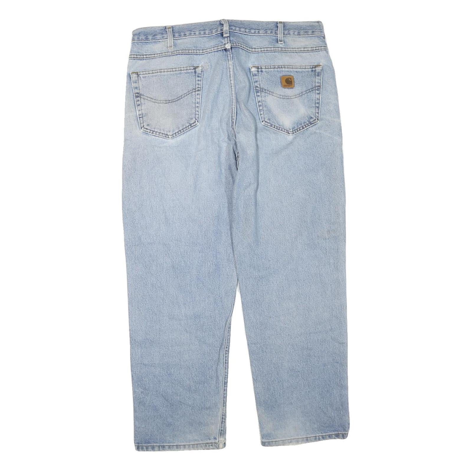 CARHARTT Mens Regular Fit Blue Denim Jeans W38 L29 Relaxed Cotton Blend Zip