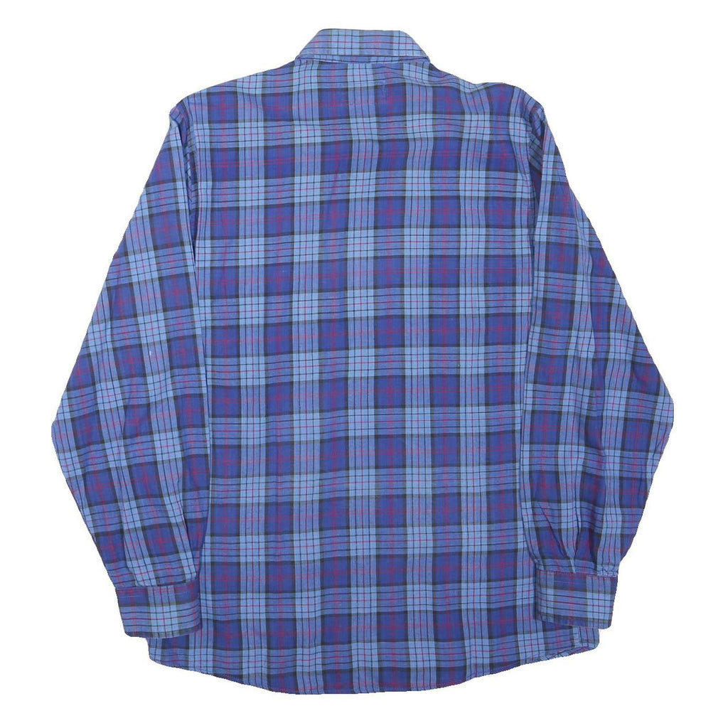 CROWN BY CORONA Mens Blue Plaid Shirt M Cotton Blend Casual Long Sleeve