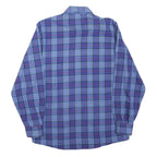 CROWN BY CORONA Mens Blue Plaid Shirt M Cotton Blend Casual Long Sleeve