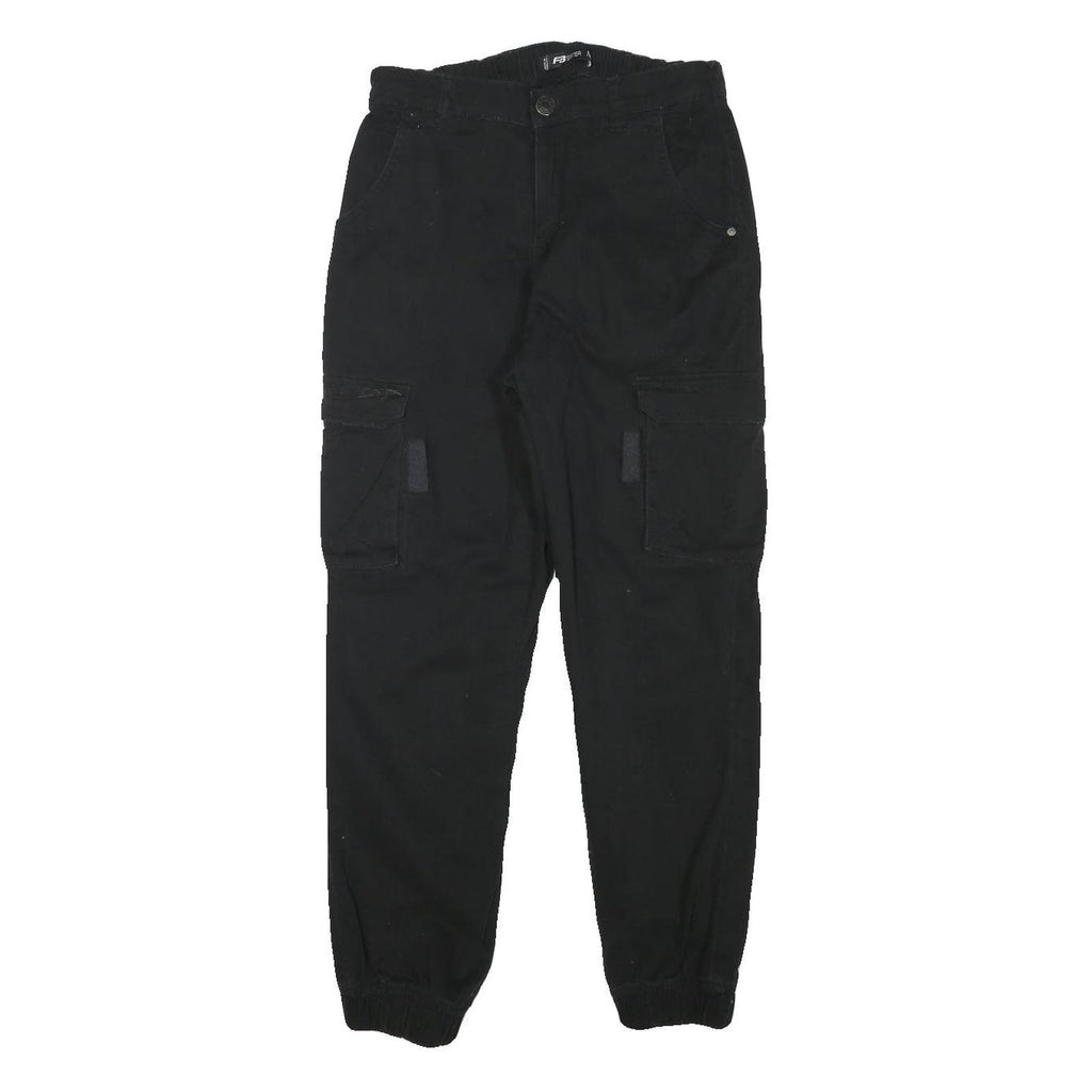 FB SISTER Womens Black Relaxed Cargo Trousers W28 L27 Cotton Blend Zip
