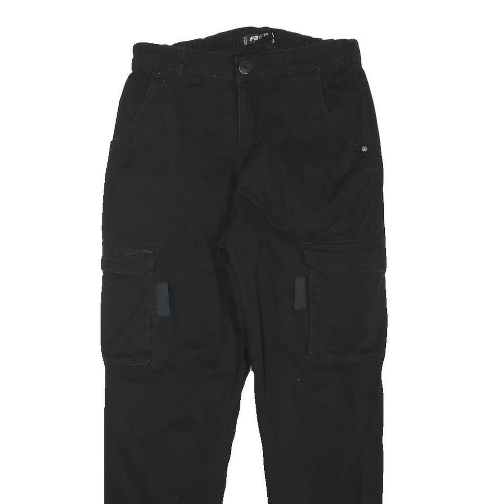 FB SISTER Womens Black Relaxed Cargo Trousers W28 L27 Cotton Blend Zip