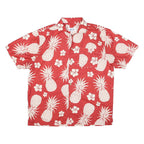 LAZZI Mens Red & Cream Pineapple Print Cotton Blend Shirt L Summer Casual