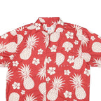 LAZZI Mens Red & Cream Pineapple Print Cotton Blend Shirt L Summer Casual