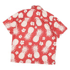 LAZZI Mens Red & Cream Pineapple Print Cotton Blend Shirt L Summer Casual