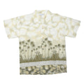 MUS KOX Mens Cream & Olive Green Short Sleeve Cotton Blend Shirt M Tropical