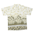 MUS KOX Mens Cream & Olive Green Short Sleeve Cotton Blend Shirt M Tropical
