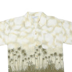 MUS KOX Mens Cream & Olive Green Short Sleeve Cotton Blend Shirt M Tropical