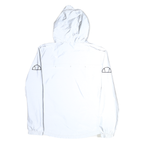 ELLESSE Womens White Nylon Hooded Jacket UK 8 Zip Plain Lightweight Sports