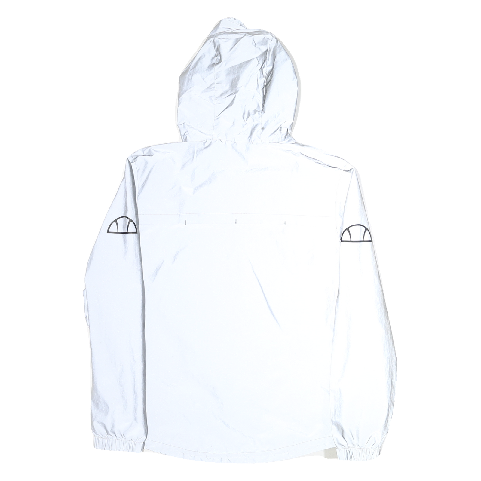 ELLESSE Womens White Nylon Hooded Jacket UK 8 Zip Plain Lightweight Sports