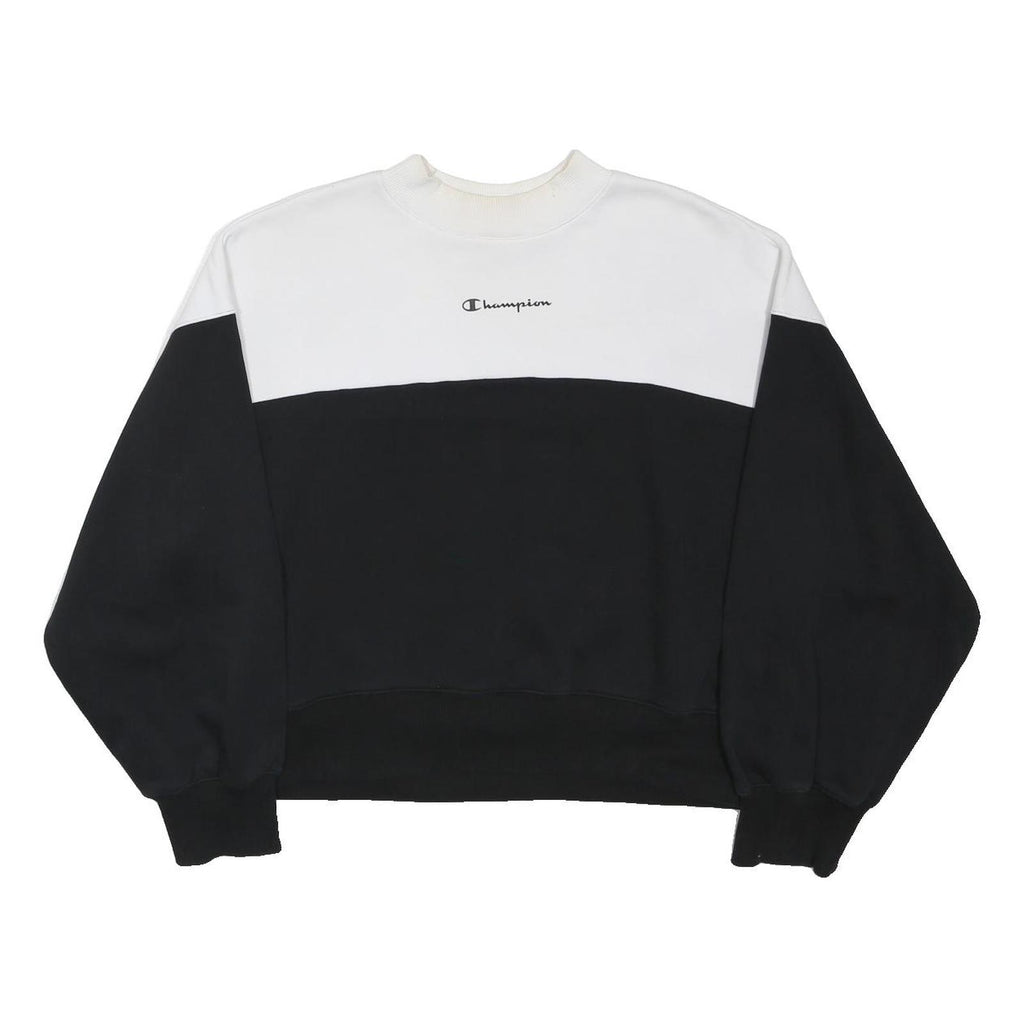 CHAMPION Womens Black & White Sweatshirt Crew Neck S Cotton Blend Casual