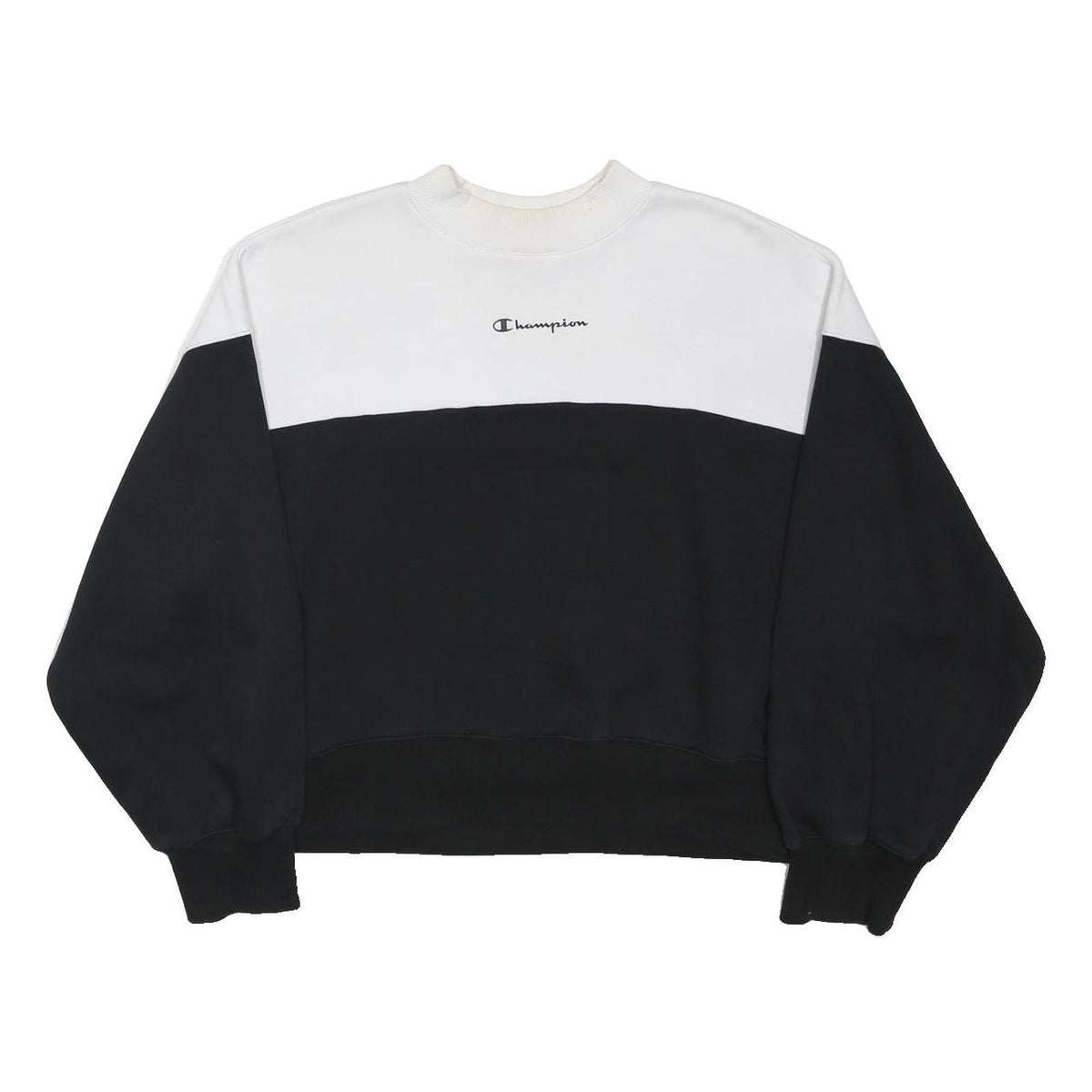 CHAMPION Womens Black & White Sweatshirt Crew Neck S Cotton Blend Casual