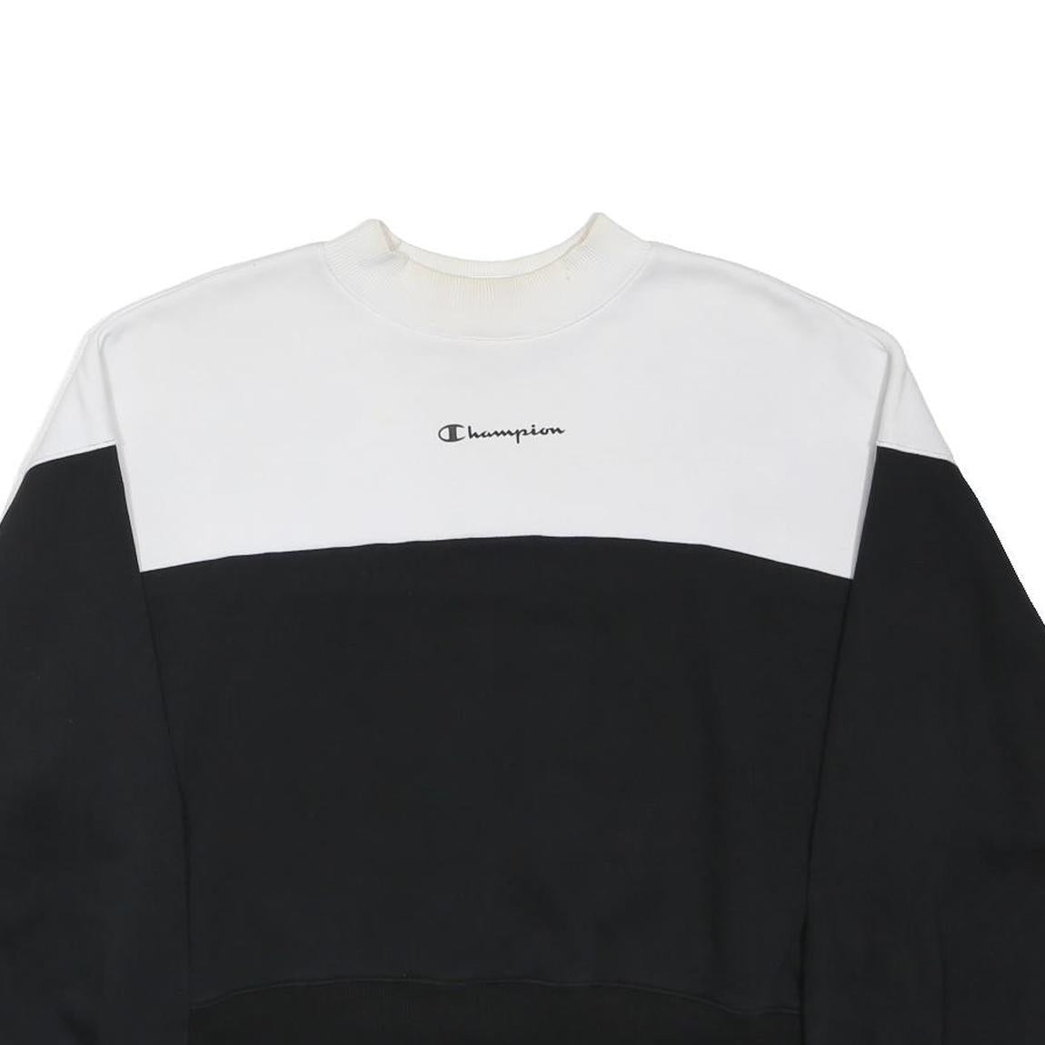 CHAMPION Womens Black & White Sweatshirt Crew Neck S Cotton Blend Casual
