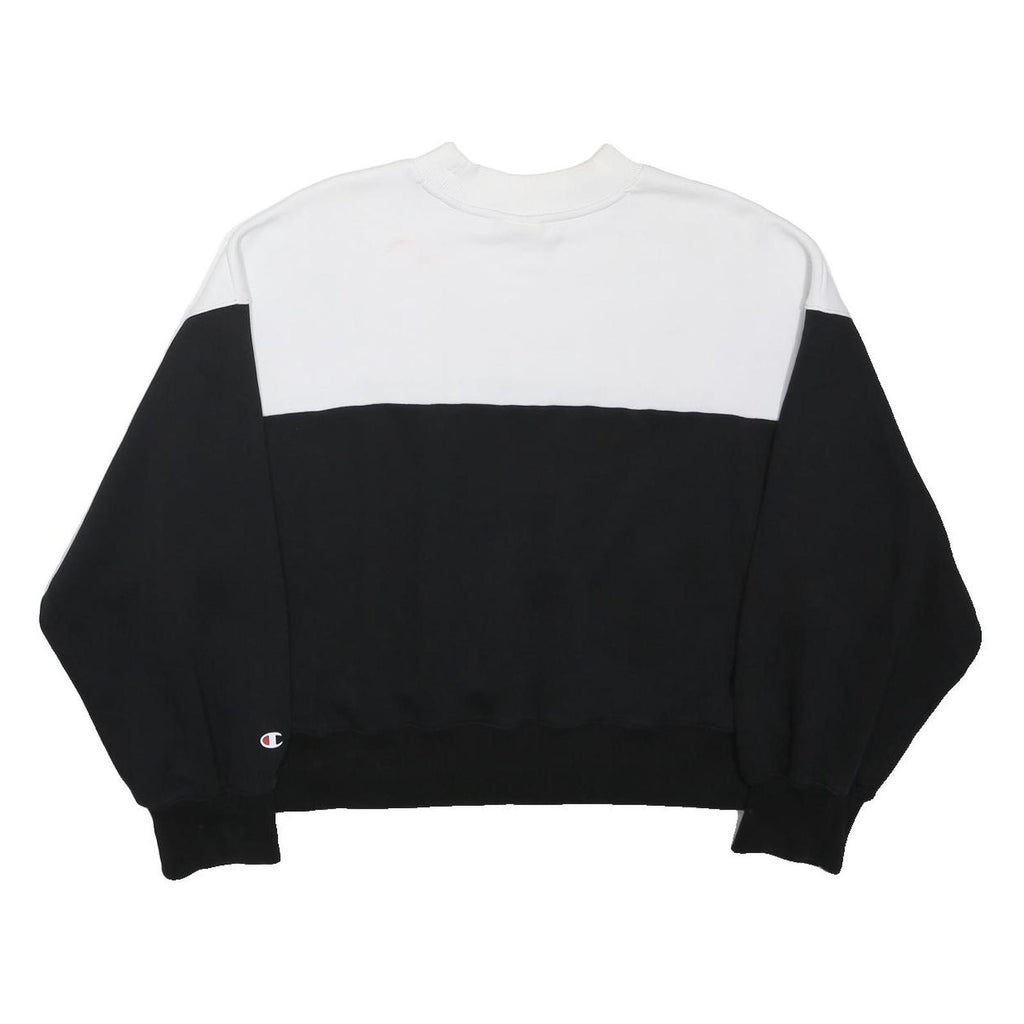 CHAMPION Womens Black & White Sweatshirt Crew Neck S Cotton Blend Casual