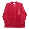 MISS ULRIKE Womens Red Velvet Button Jacket S Polyester Floral Embroidery Casual