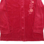 MISS ULRIKE Womens Red Velvet Button Jacket S Polyester Floral Embroidery Casual