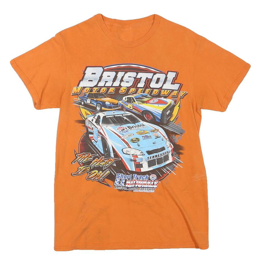 Mens Orange Bristol Motor Speedway Graphic T-Shirt XS Short Sleeve Crew Neck