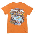 Mens Orange Bristol Motor Speedway Graphic T-Shirt XS Short Sleeve Crew Neck