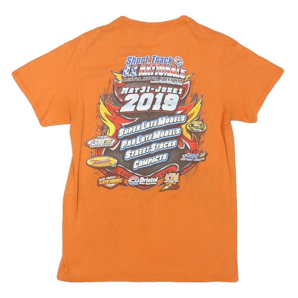 Mens Orange Bristol Motor Speedway Graphic T-Shirt XS Short Sleeve Crew Neck