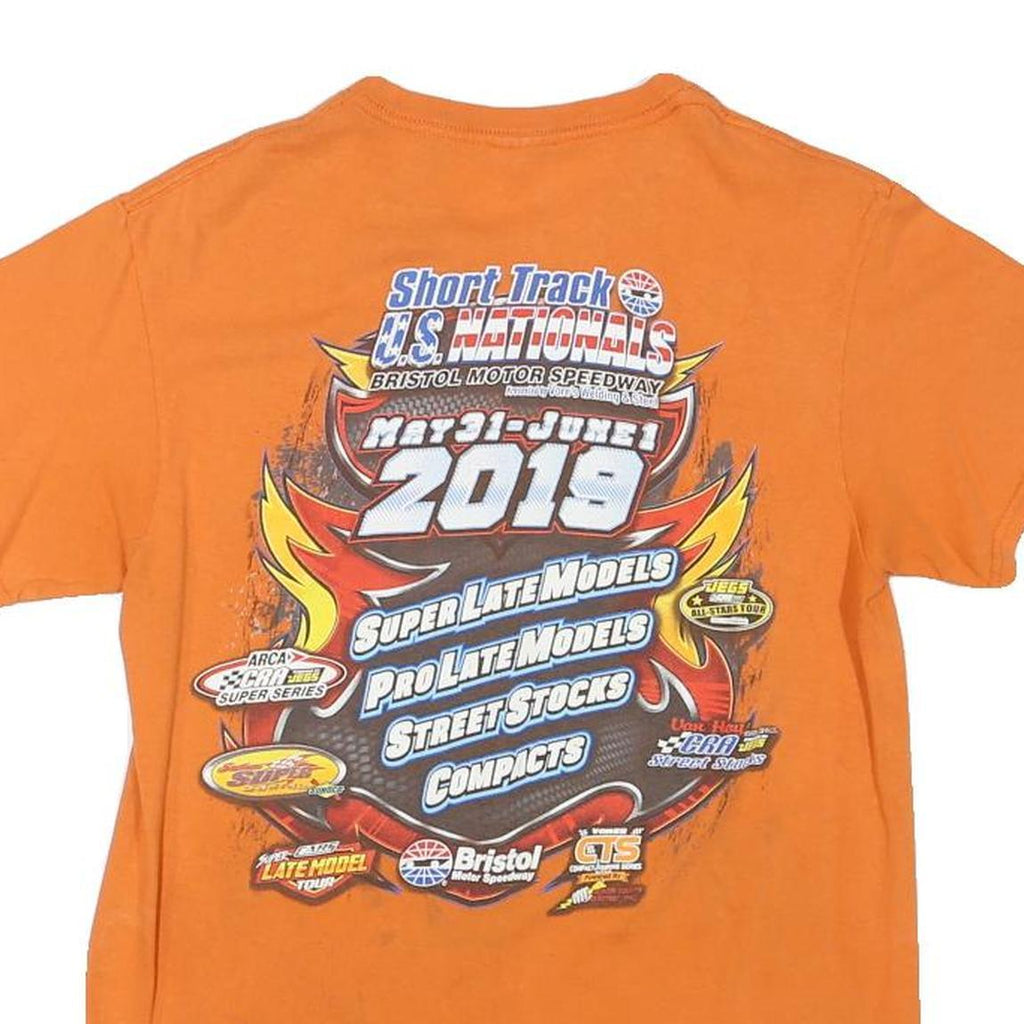 Mens Orange Bristol Motor Speedway Graphic T-Shirt XS Short Sleeve Crew Neck
