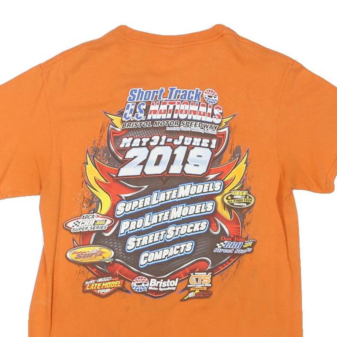 Mens Orange Bristol Motor Speedway Graphic T-Shirt XS Short Sleeve Crew Neck
