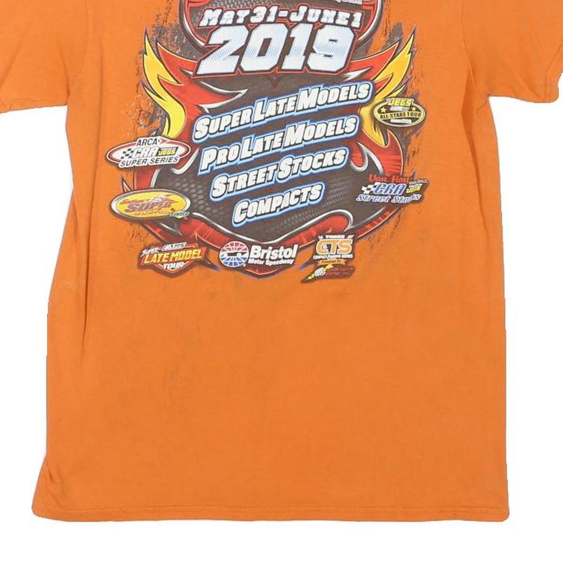 Mens Orange Bristol Motor Speedway Graphic T-Shirt XS Short Sleeve Crew Neck