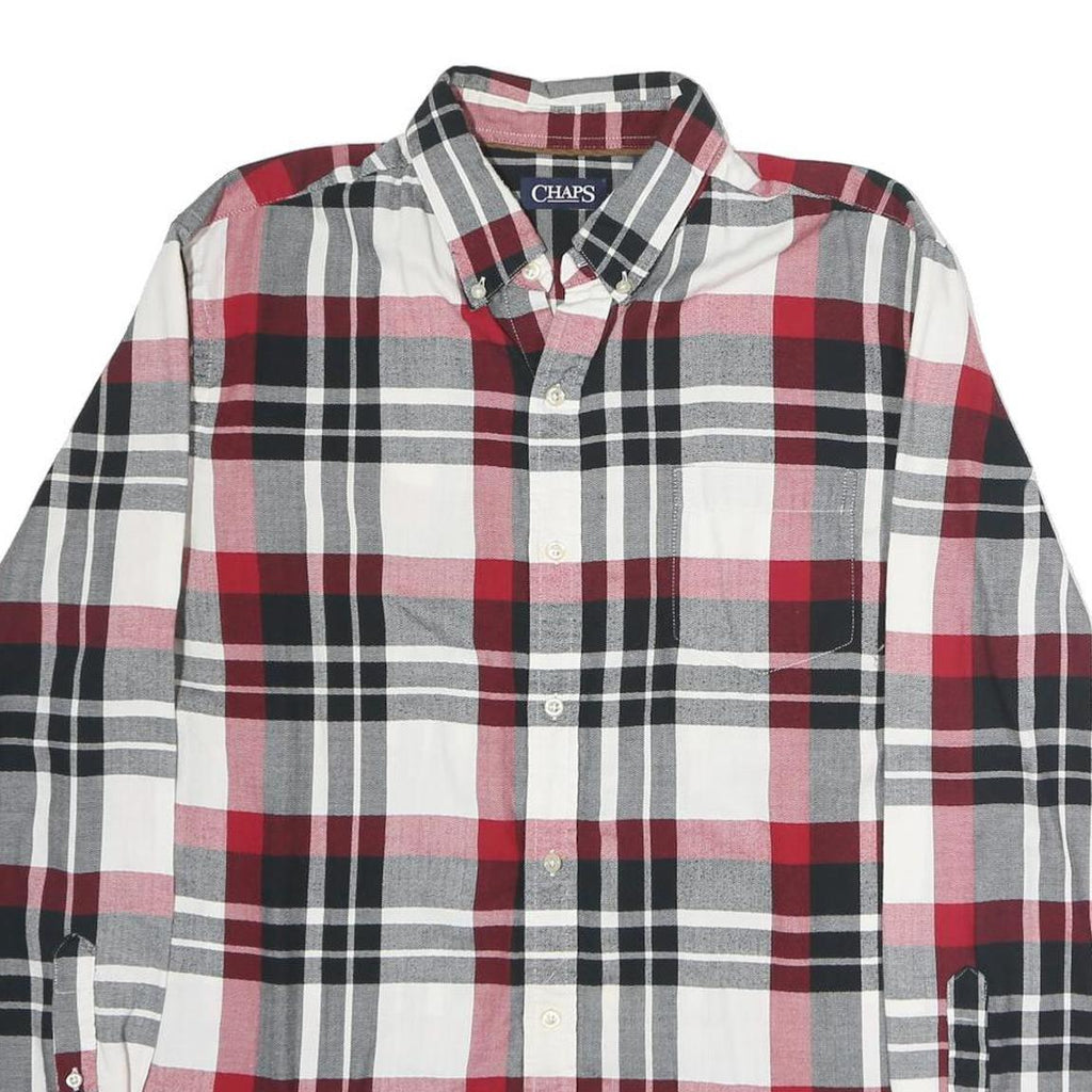 CHAPS Mens Red & Black Check Shirt L Button Down Collar Long Sleeve Casual