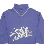 EQUIPE Womens Purple & White Sweatshirt Zip Neck L Cotton Blend Casual Pullover