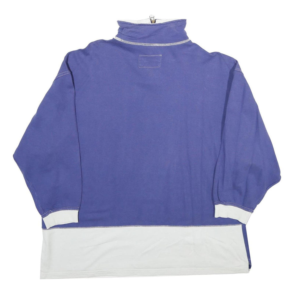 EQUIPE Womens Purple & White Sweatshirt Zip Neck L Cotton Blend Casual Pullover