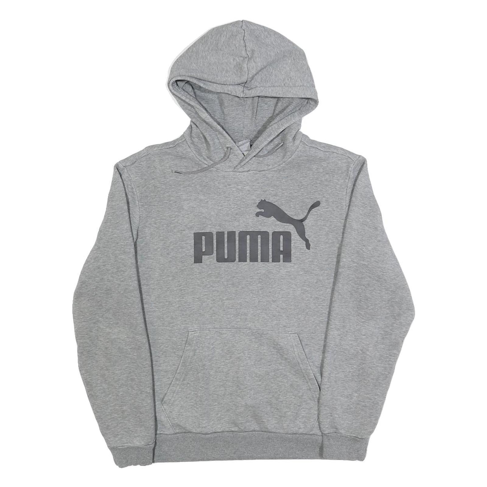 PUMA Mens Grey Hoodie S Cotton Blend Pullover Sweatshirt Sports Casual