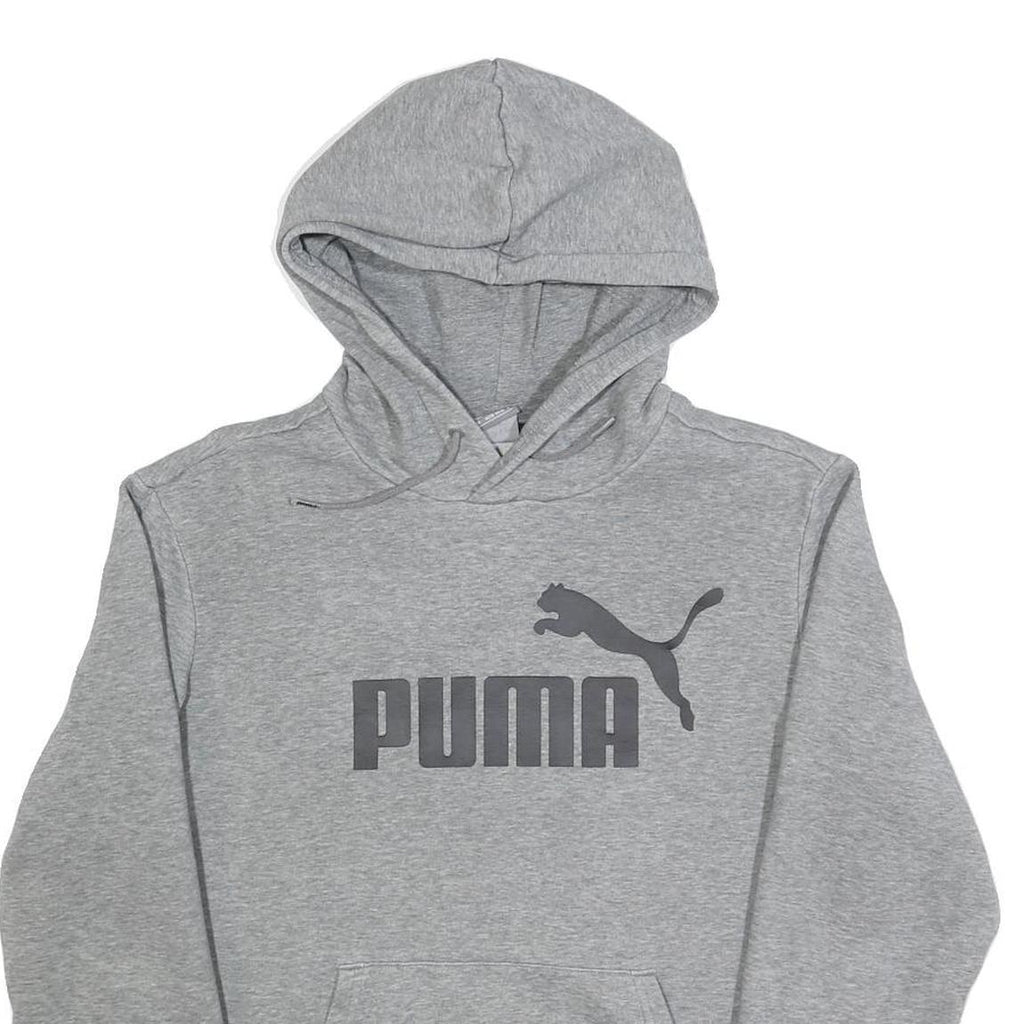 PUMA Mens Grey Hoodie S Cotton Blend Pullover Sweatshirt Sports Casual