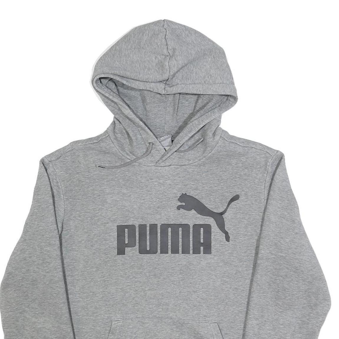 PUMA Mens Grey Hoodie S Cotton Blend Pullover Sweatshirt Sports Casual