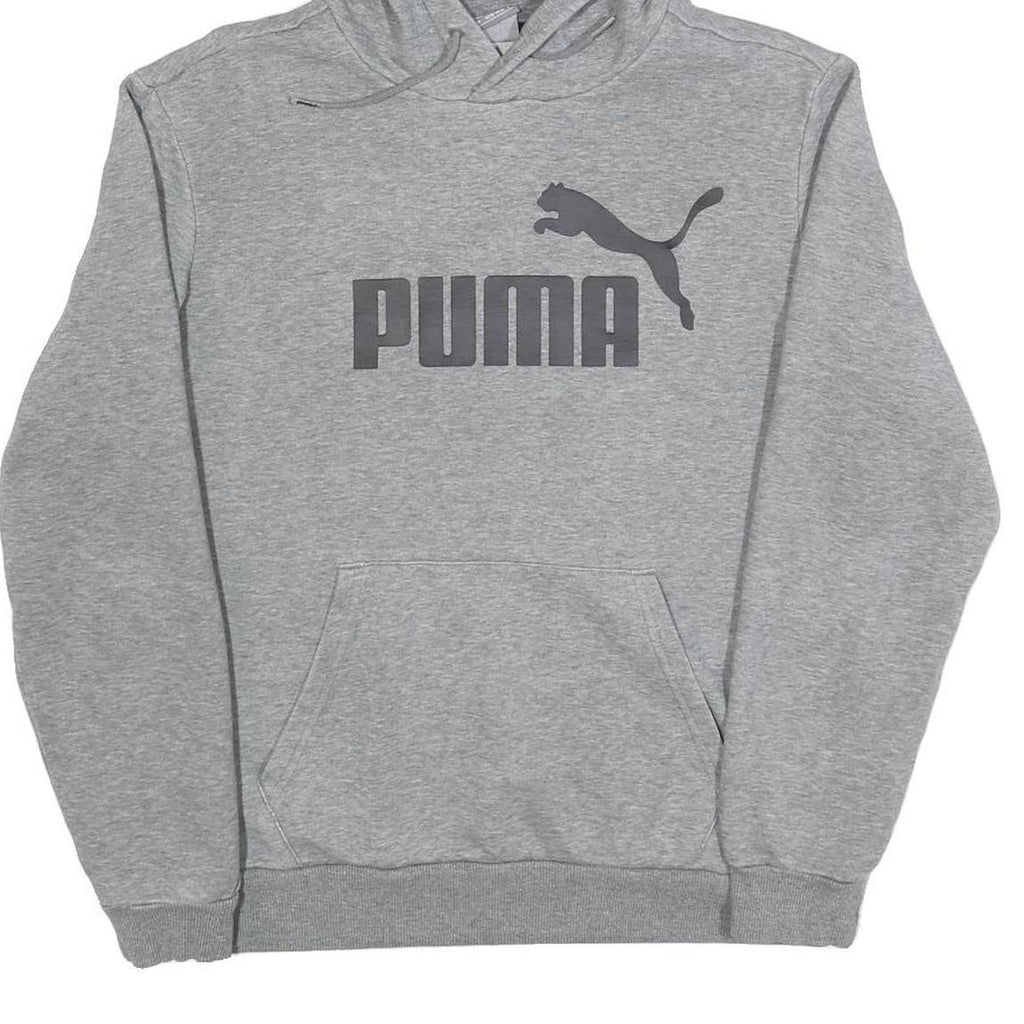 PUMA Mens Grey Hoodie S Cotton Blend Pullover Sweatshirt Sports Casual
