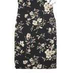R&K Womens Black & Beige Floral Sleeveless Midi Dress Polyester L Elegant Casual