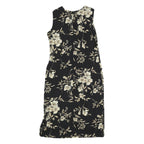 R&K Womens Black & Beige Floral Sleeveless Midi Dress Polyester L Elegant Casual