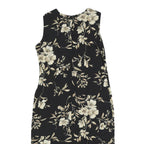 R&K Womens Black & Beige Floral Sleeveless Midi Dress Polyester L Elegant Casual