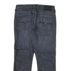 GUESS Mens Dark Blue Regular Fit Straight Denim Jeans W32 L27 Zip Cotton Blend