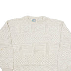 ENVIRONMENTAL CLOTHING Mens Patterned Jumper Grey Geometric Tight Knit L