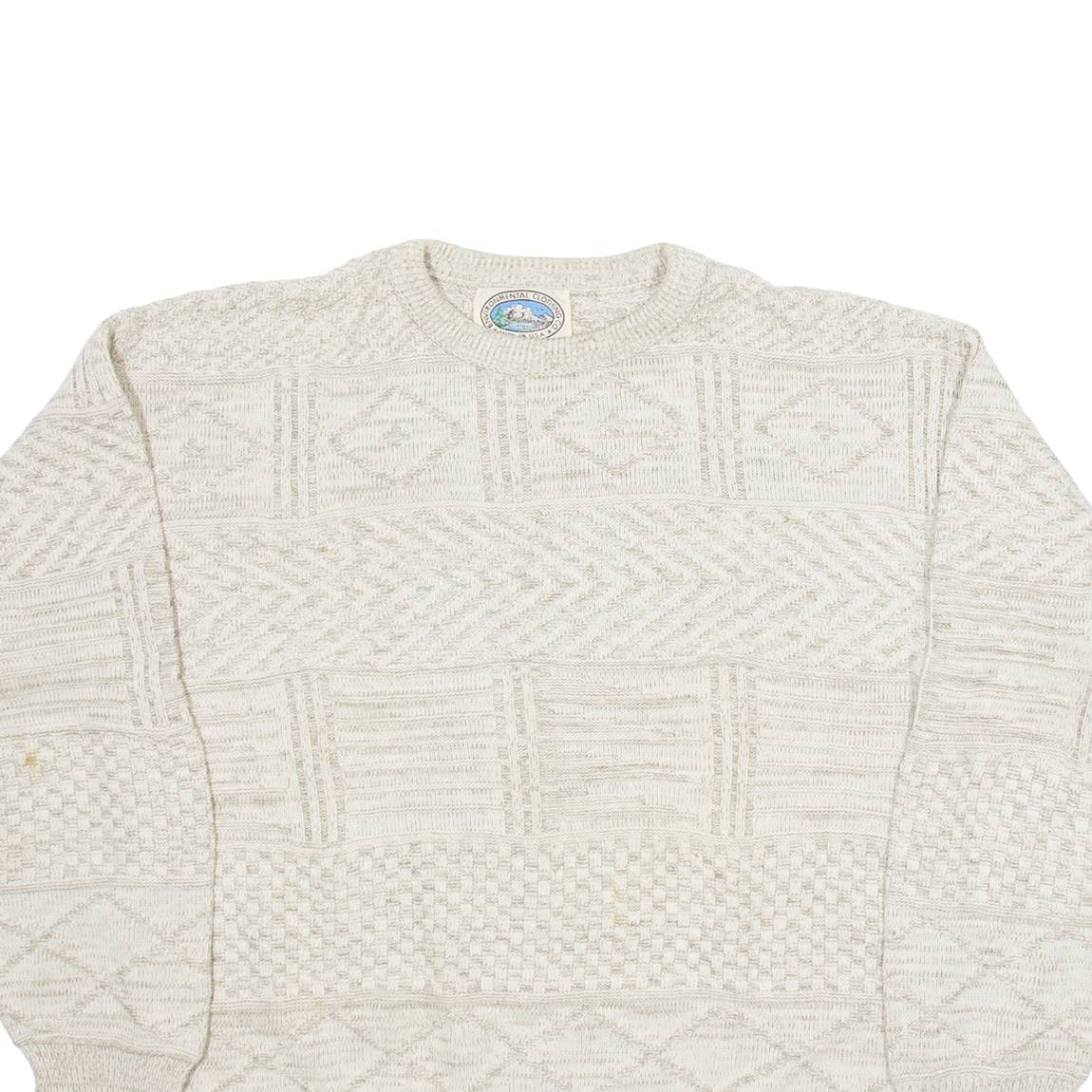 ENVIRONMENTAL CLOTHING Mens Patterned Jumper Grey Geometric Tight Knit L