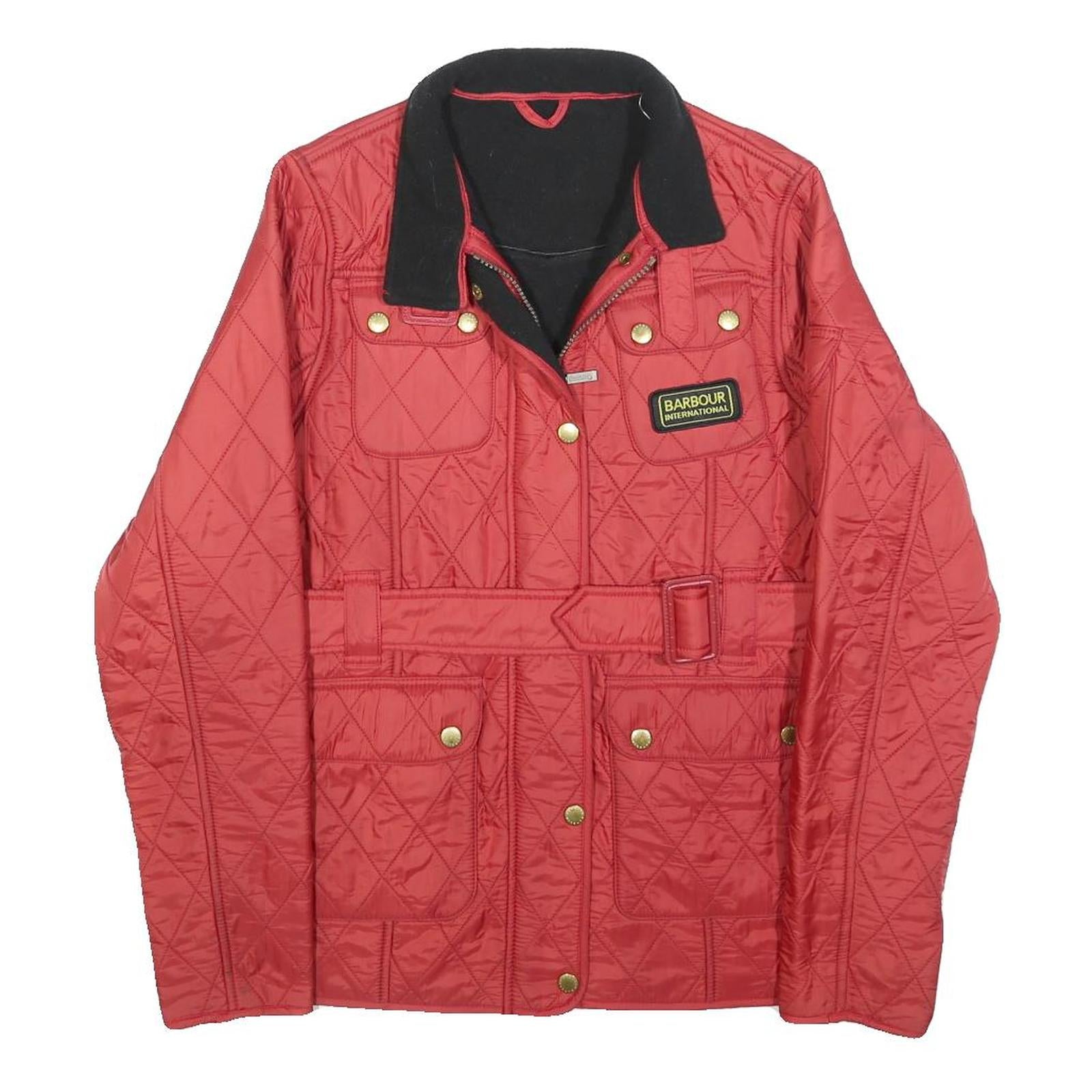BARBOUR INTERNATIONAL Girls Red Quilted Jacket 14-15Y Polyester Zip