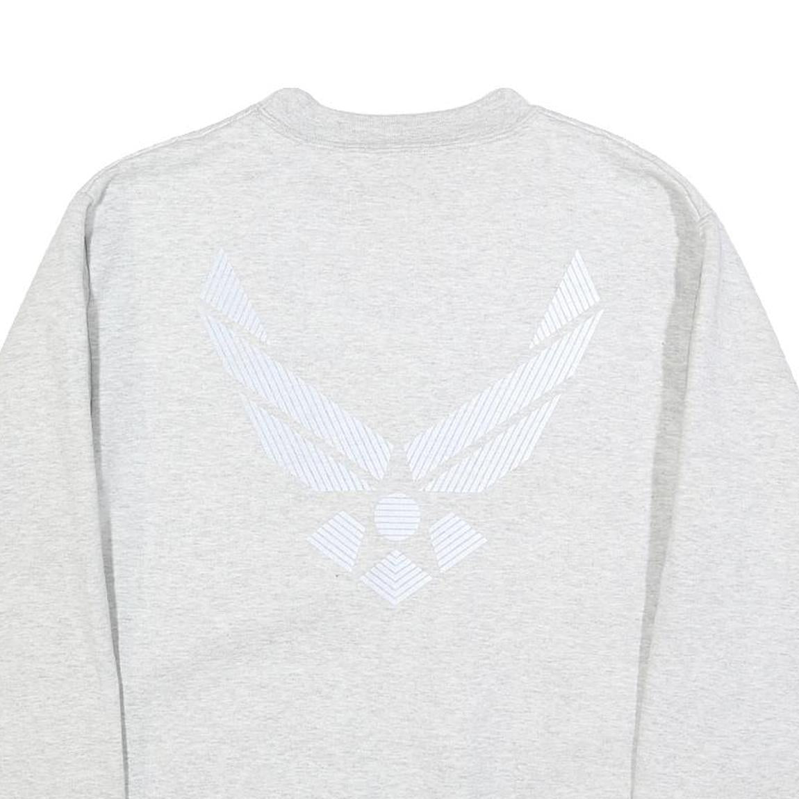 MEKE INC Mens Grey Sweatshirt Crew Neck S U.S. Air Force Logo Cotton Blend