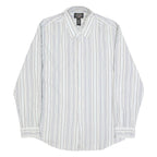 RALPH LAUREN Mens White & Blue Stripe Cotton Shirt XL Classic Button Shirt