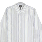 RALPH LAUREN Mens White & Blue Stripe Cotton Shirt XL Classic Button Shirt