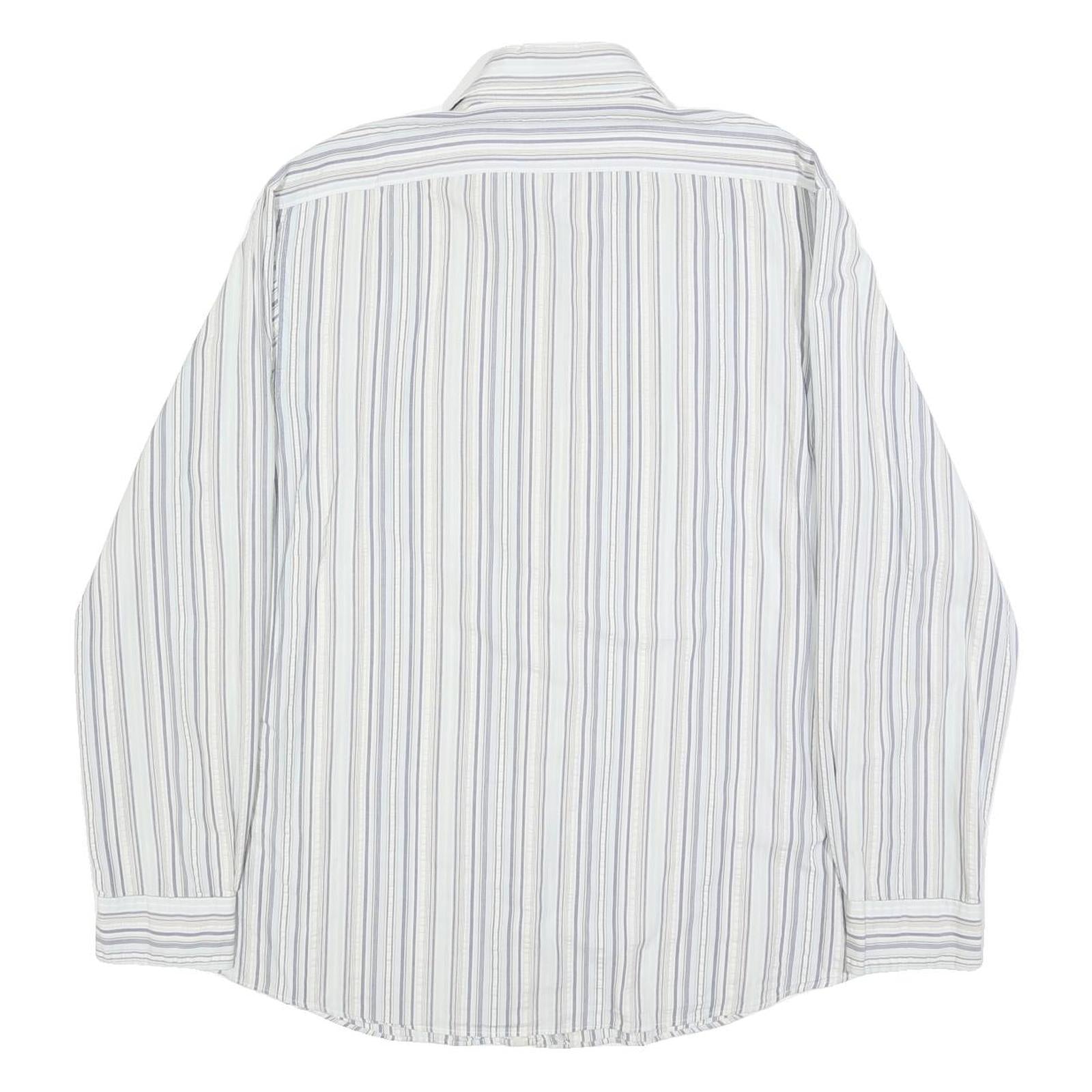 RALPH LAUREN Mens White & Blue Stripe Cotton Shirt XL Classic Button Shirt