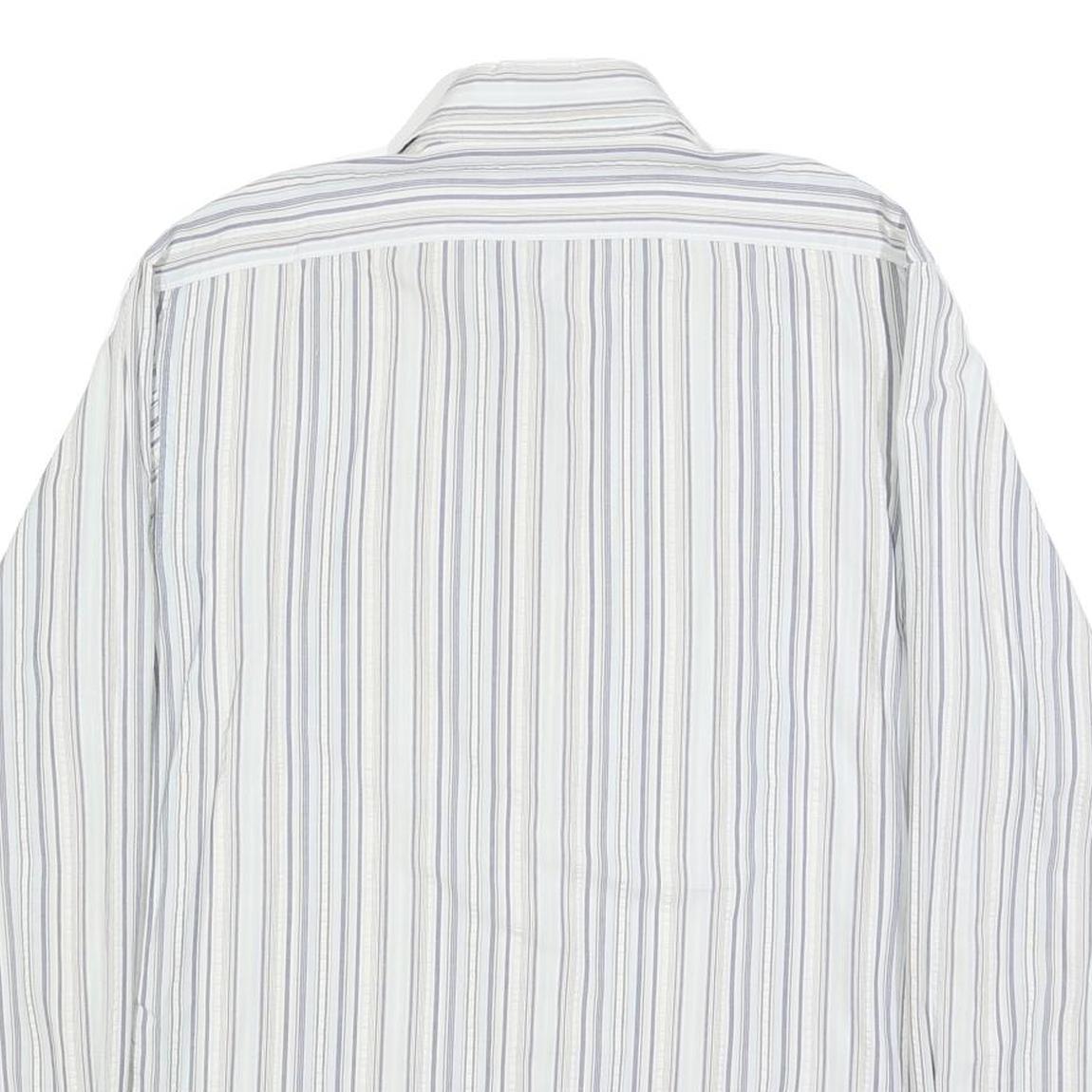 RALPH LAUREN Mens White & Blue Stripe Cotton Shirt XL Classic Button Shirt