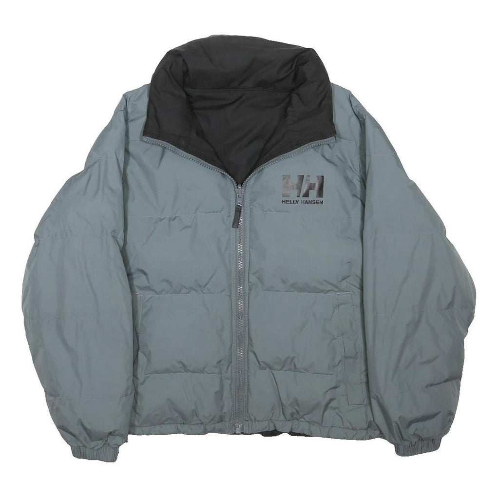 HELLY HANSEN Womens Grey & Black Puffer Jacket L Polyester Blend Warm Outdoor