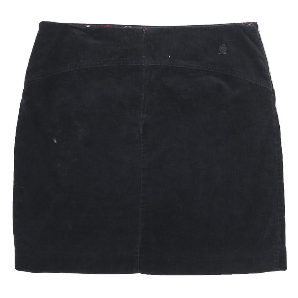 TOMMY HILFIGER Womens Black Mini Cotton Blend Skirt UK 10 Classic Pre Loved